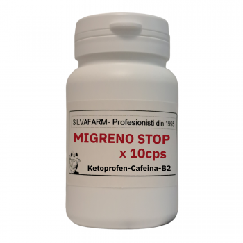 MIGRENO-STOP capsule cu Ketoprofen, Cafeina si B2 . 10capsule 
