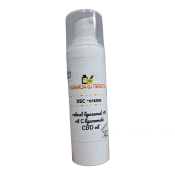 RSC crema cu active antiaging Retinol lipozomal 1%, Vitamina C lipozomala 10%, extract de Melc, CBD-25ml 