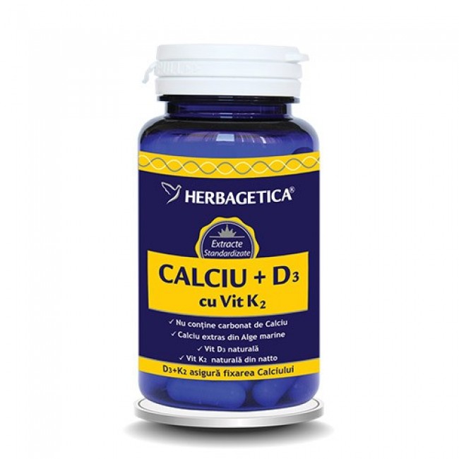 HERBAGETICA CALCIU + D3 cu Vitamina K2 *60 capsule