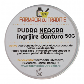 PULBERE Neagra INGRIJIRE DANTURA cu Argila Caolin si Carbune -50g- utilizare zilnica