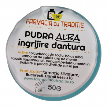 PULBERE alba INGRIJIRE DANTURA cu Bicarbonat si Argila Caolin -50g- utilizare saptamanala