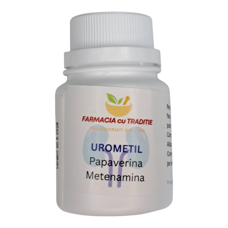 TRATAMENT INFECTII URINARE UROMETIL cu albastru de metil, papaverina si urotropina x10 capsule