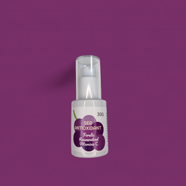 SERUM FACIAL ANTIOXIDANT cu Ferulic, Resveratrol si Vitamina C Lipozomala. 30ml 