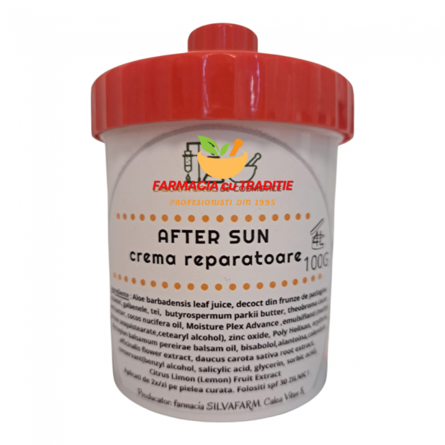 CREMA reparatoare AFTER SUN cu Acid Hialuronic, Peru balm, Aloe, Zinc -100G CREMA reparatoare AFTER SUN cu Acid Hialuronic, Peru balm, Aloe, Zinc -100G