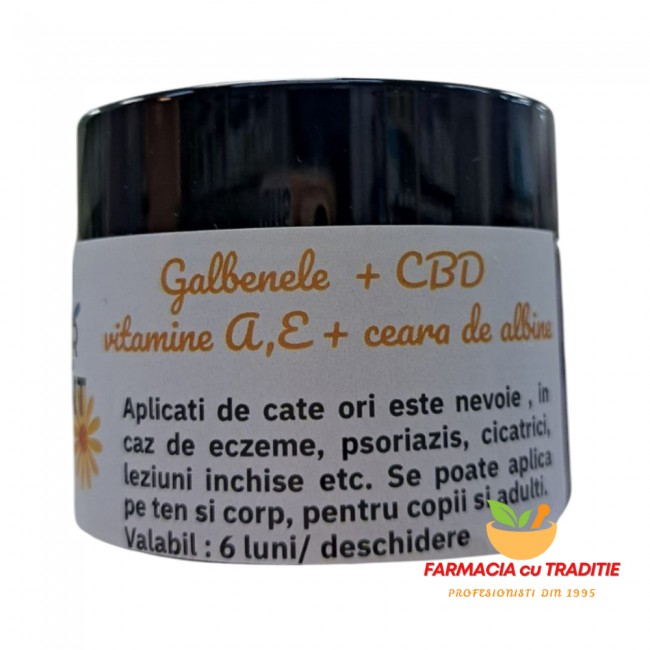 BALSAM 100% NATURAL, REPARATOR, CICATRIZANT cu GALBENELE, CBD, VITAMINE. 50G BALSAM 100% NATURAL, REPARATOR, CICATRIZANT cu GALBENELE, CBD, VITAMINE. 50G