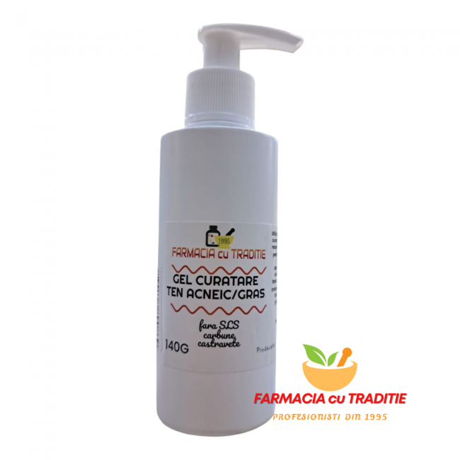 GEL CURATARE TEN ACNEIC, TEN GRAS cu Aloe, Castravete si Carbune -140g GEL CURATARE TEN ACNEIC, TEN GRAS cu Aloe, Castravete si Carbune -140g