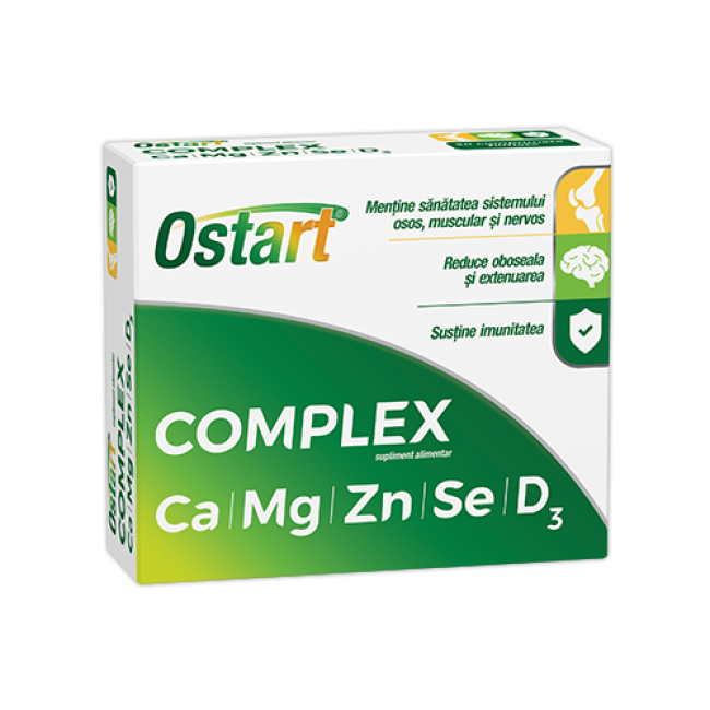 Ostart® Complex Ca + Mg + Zn + Se + D3 comprimate
