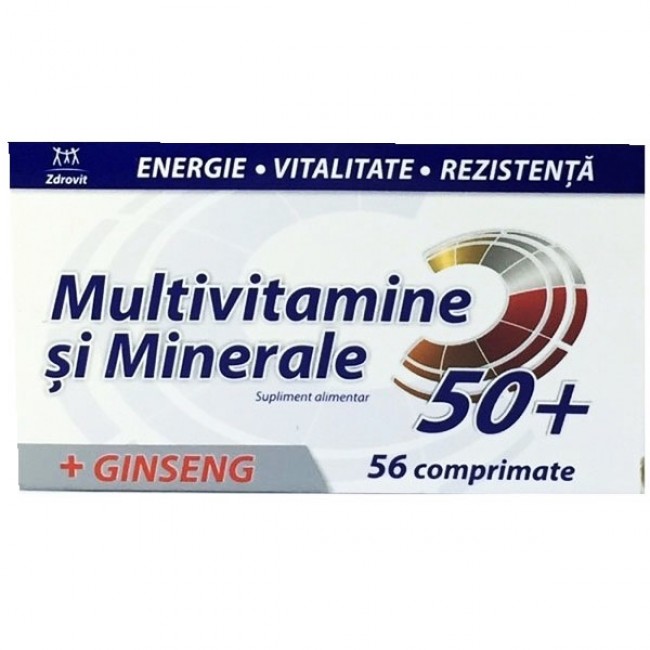 ZDROVIT MULTIVITAMINE SI MINERALE + GINSENG 50+ 56 comprimate 