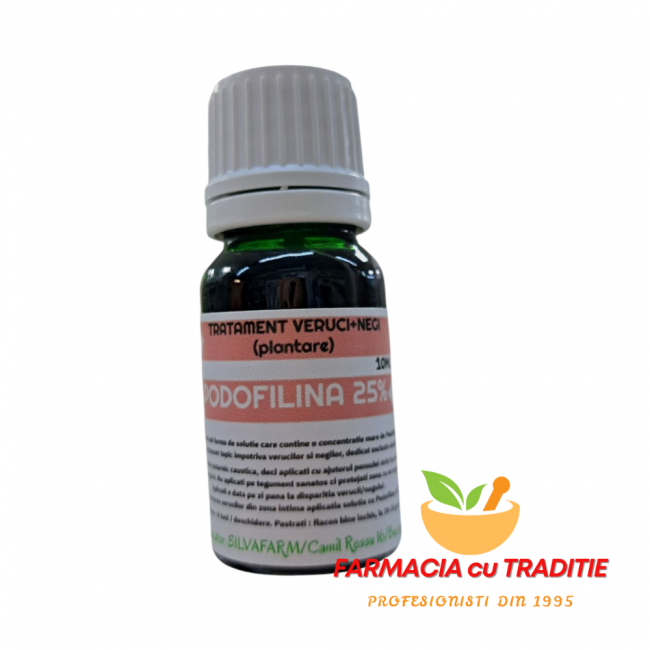 TRATAMENT VERUCI, NEGI PLANTARE cu Podofilina 25%10 ml TRATAMENT VERUCI, NEGI PLANTARE cu Podofilina 25%10 ml